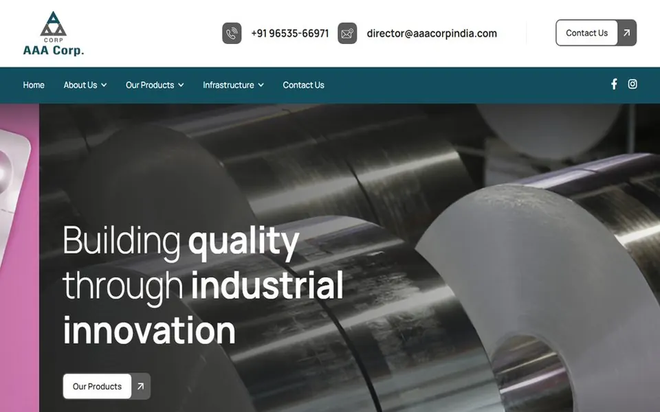 Screenshot of the AAA Corp website
