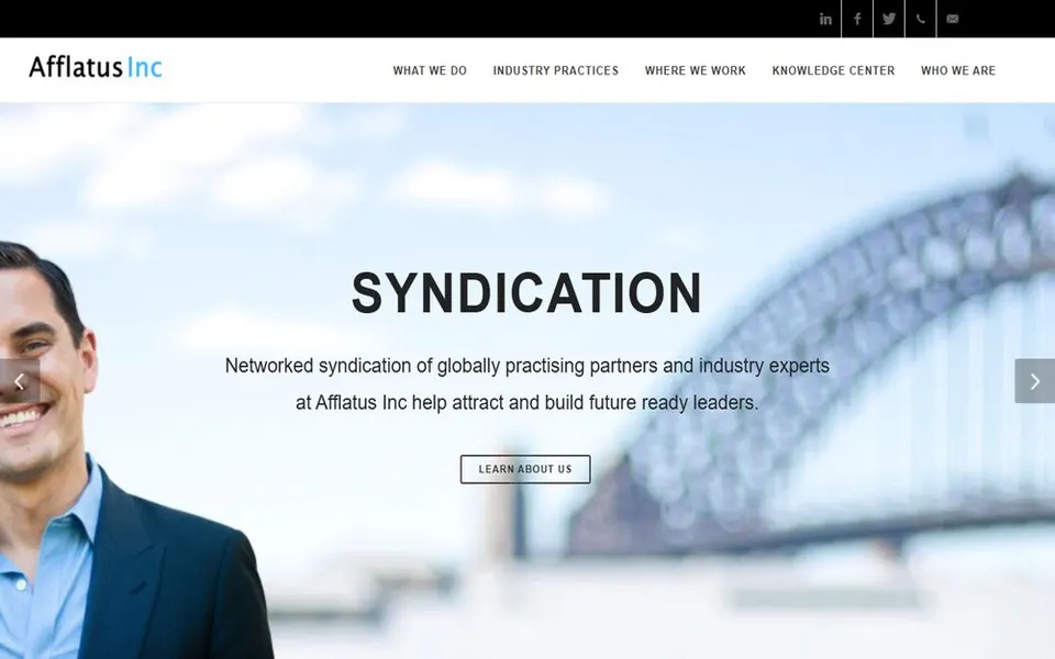 Screenshot of the Afflatus Inc website