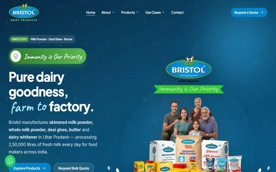 Screenshot of the Harshraj Foods website