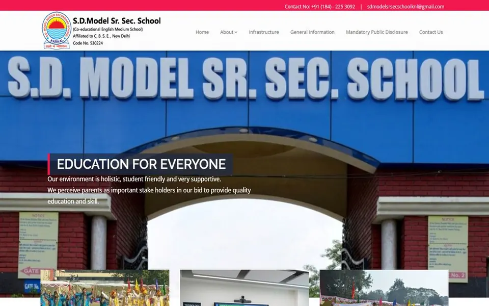 Screenshot of the S.D. Model School website